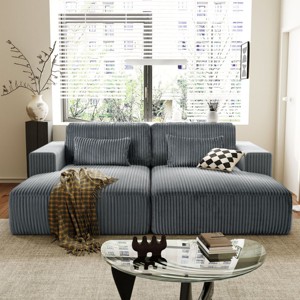 Double Sofa Bed with Fabric and Pocket Spring Support,Convertible Polyester Lounger with Split Design for Living Room Guest Space-Cuddlewood - 1 of 4