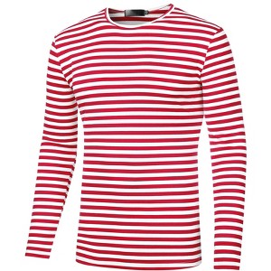 Lars Amadeus Men's Long Sleeves Crew Neck Striped Basic T-Shirt - 1 of 4