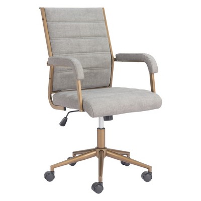HomeRoots Gray and Bronze Adjustable Height Swivel Rolling Office Chair