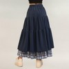 Anna-Kaci Women’s Tiered Midi Skirt with Adjustable Drawstring Waist and Layered Plaid Hem Detail for Flowing Movement and Comfort - 4 of 4