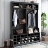 60" Hall Tree Modern Hallway Coat Rack With Metal Hooks 24 Shoe Cubbies For Entryway Bench Living Room Bedroom - 2 of 4