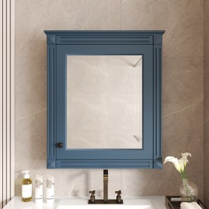 Akoasm Wall Bathroom Medicine Storage Cabinet With Mirror And Adjustable Shelf-Blue - 1 of 4