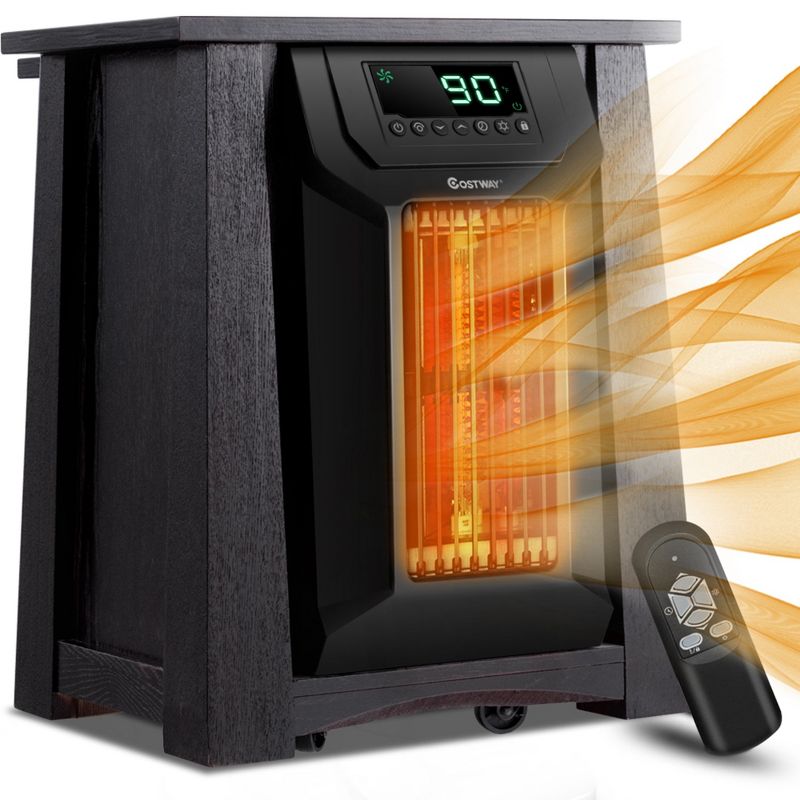 Costway Portable Electric Space Heater 1500W 12H Timer Caster Remote Control Room Office, 1 of 10