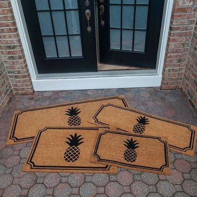 Natural Brown and Black Coir Pineapple Outdoor Doormat