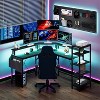 Acekool 62" L-Shaped Computer Desk with Power Outlets, LED Lights, Monitor Stand & Storage Shelves, Ergonomic Corner Desk for Home Office - 2 of 4