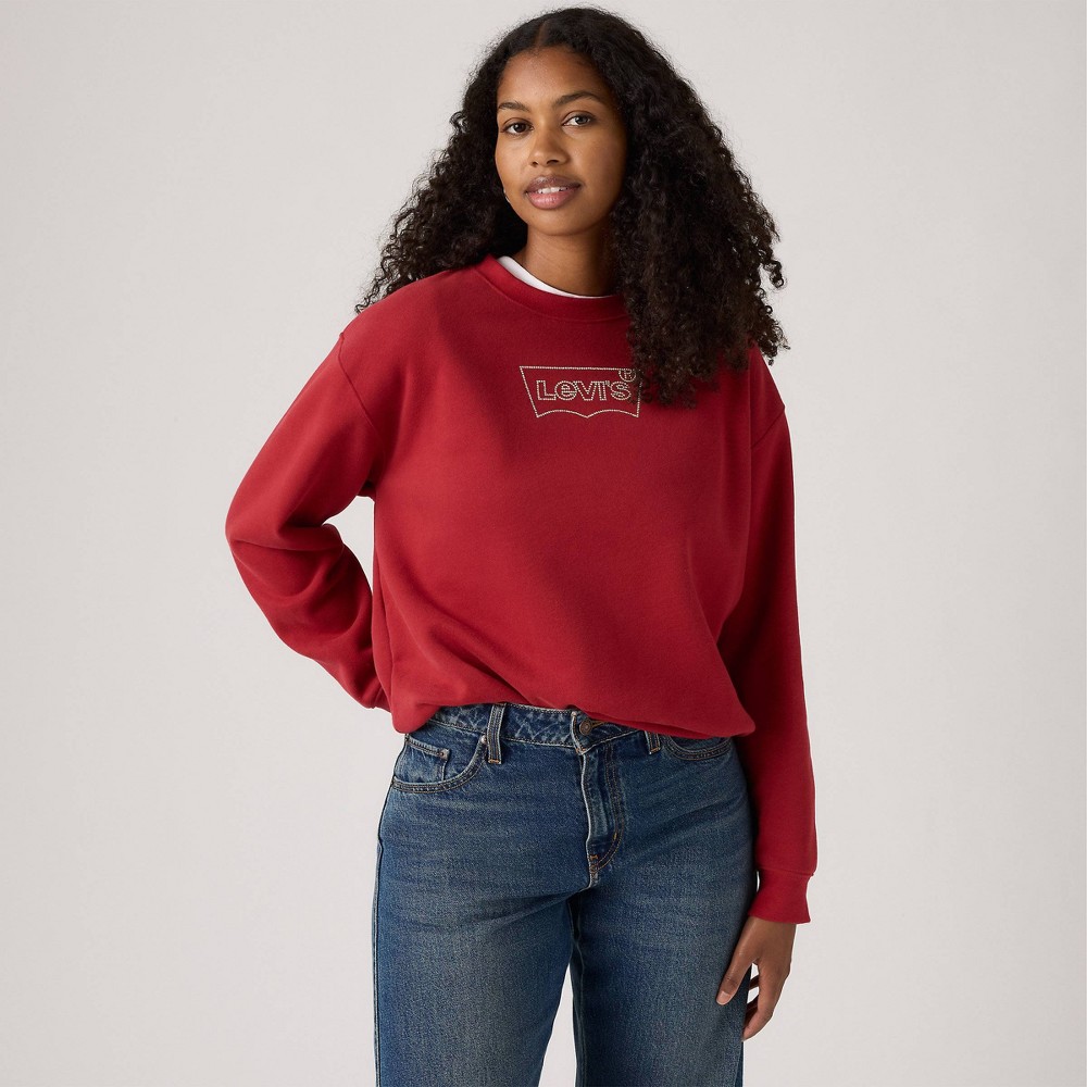 Levi's® Women's Graphic Everyday Crew Shirt - Rhinestone Logo True Red XS