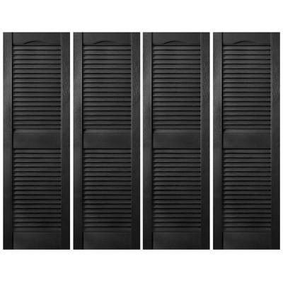 Plastic Development Group 14 x 67 Inch Exterior Vinyl Plastic Faux Louvered Window Shutters with Installation Kit and Instructions, 4 Pack, Black