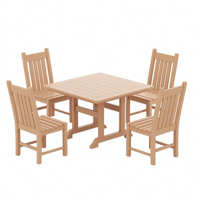 WestinTrends 5 Piece Outdoor Patio Dining Set Outdoor Square Table and Chair Set
