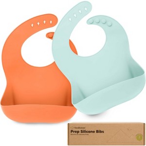 KeaBabies 2-Pack Silicone Bibs For Babies, Food Grade Silicone Baby Bibs for Eating, Feeding, Toddler Bibs, Boys, Girls - 1 of 4
