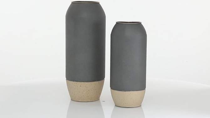 Set of 2 Round Metal Vases Gray/Beige - Olivia &#38; May, 2 of 14, play video