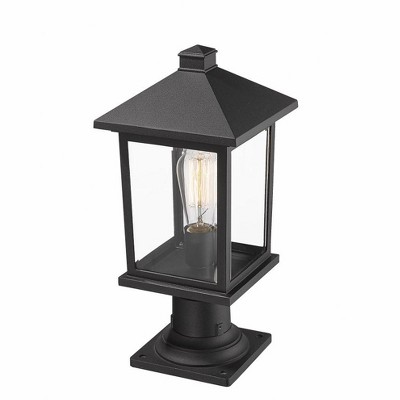 Portland Black Cast Aluminum 18" Outdoor Pier Mount Lantern