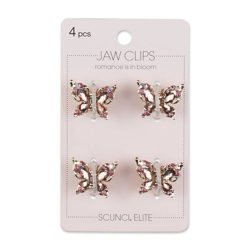 sc&#252;nci Elite Rhinestone Embellished Butterfly Mini Claw Clips - Pink/Gold - All Hair -  4pcs, 1 of 6
