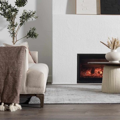 Minoa Black and Beige Medium Pile Polypropylene Area Rug