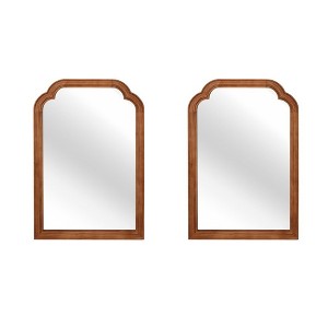 Spassway Sets of 2 Irregular Rectangle Wall Mirrors with Round Edge Wood Frame Wall Mounted Vanity Mirror Decorative for Bedroom Bathroom Living Room - 1 of 4