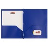 JAM 6pk POP 2 Pocket School Presentation Plastic Folders with Prong Fasteners Dark Blue: 100 Sheet Capacity, Internal Pockets - 3 of 4