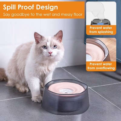 Pink Anti-Spill Pet Water Bowl with Floating Disk