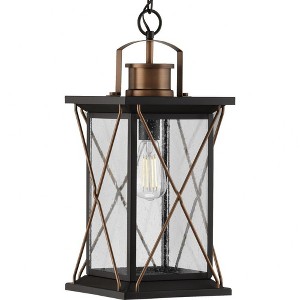 Progress Lighting Barlowe 1-Light Outdoor Hanging Lantern, Antique Bronze, Clear Seeded Glass, Farmhouse Style - 1 of 3