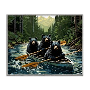 Stupell Industries Woodland Canoeing Bears Black Framed Giclee Art - 1 of 4