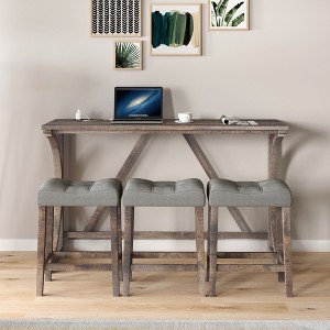 4-Piece Farmhouse Bar Height Dining Set with 3 Stool Counter Height Dining Set Breakfast Table Set Bistro Dining Set, Rustic&Industrial-ModernLuxe - 1 of 4