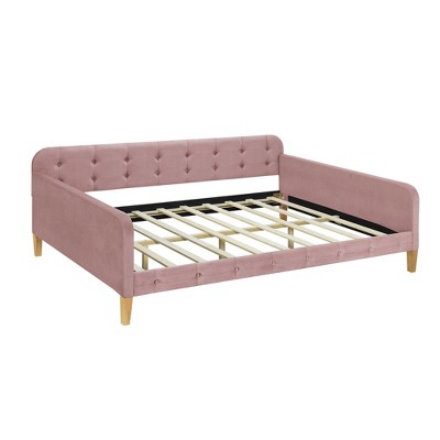NicBex Twin/Full Size Daybed, Upholstered Day Bed with 4 Support Legs, Velet Sofa Bed with Tufted Button Back
