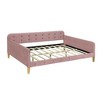 CAVINAS Twin/Full Size Pine Wood Daybed Bed Frame with Upholstered Headboard & Armrest,No Box Spring Needed - 4 of 4