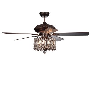 52" x 52" x 23" Grove Dejes Chandelier Lighted Ceiling Fan with Crystal Shade Brown - Warehouse Of Tiffany - 1 of 4