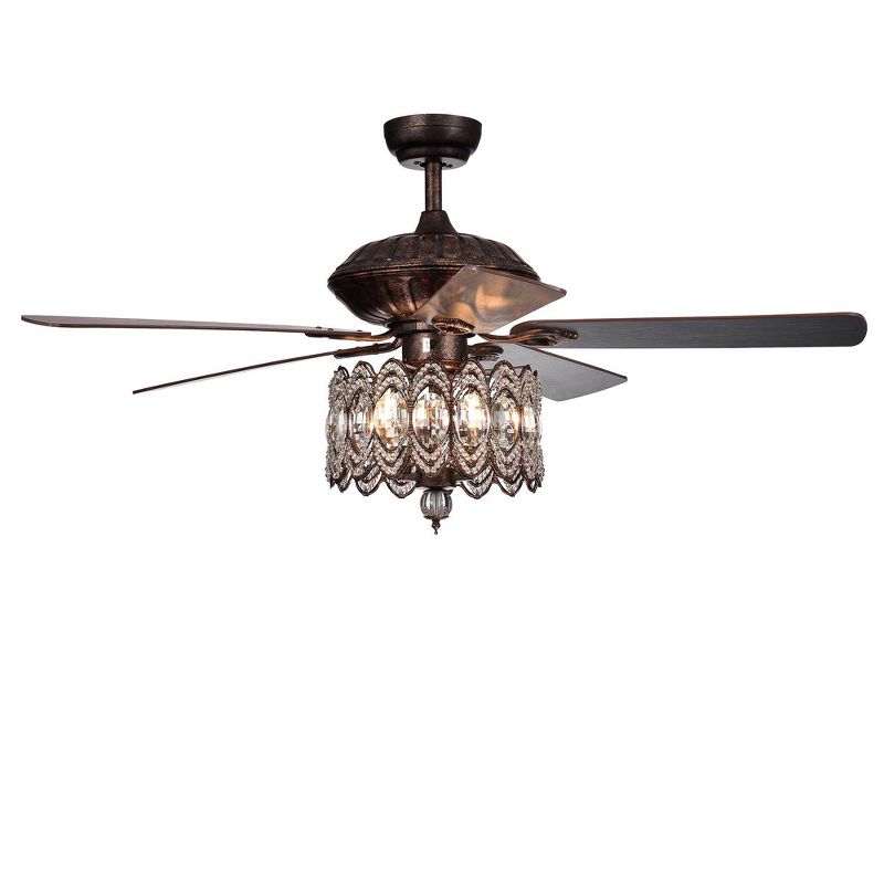 52&#34; x 52&#34; x 23&#34; Grove Dejes Chandelier Lighted Ceiling Fan with Crystal Shade Brown - Warehouse Of Tiffany, 1 of 7