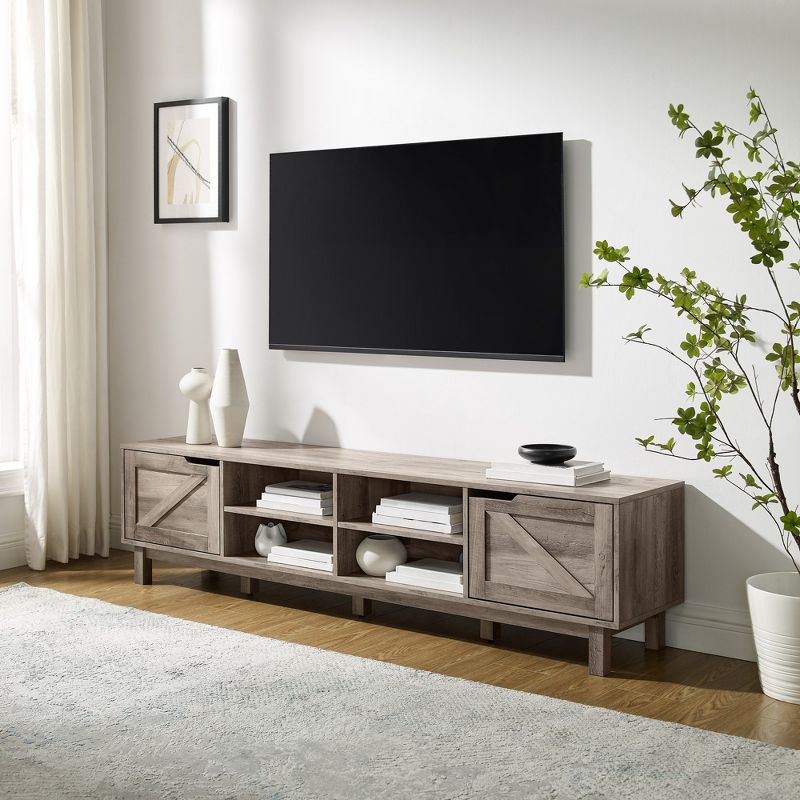 Modern Rustic 2 Door Storage TV Stand for TVs up to 80" - Saracina Home, 2 of 13
