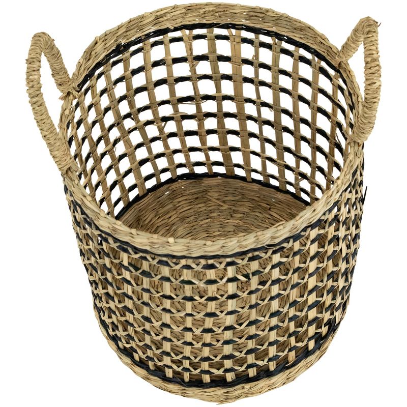 Northlight Set of 3 Open Honeycomb Weave Seagrass Storage Baskets with Handles 11.75", 5 of 7