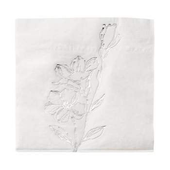 Smarty Had A Party White with Silver Antique Floral Paper Beverage/Cocktail Napkins (600 Napkins)