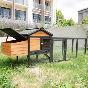 Kumasinova Outdoor Chicken Coop with Nesting Boxes,Large Rabbit Cage Bunny Cage with Run,Waterproof Backyard Animal House for Hens,Bunnies,Black+Brown - 1 of 4
