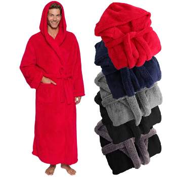 Ross Michaels Mens Robe Shawl Collar Wrap Style - Mid Length Plush Fleece  Bathrobe at  Men’s Clothing store