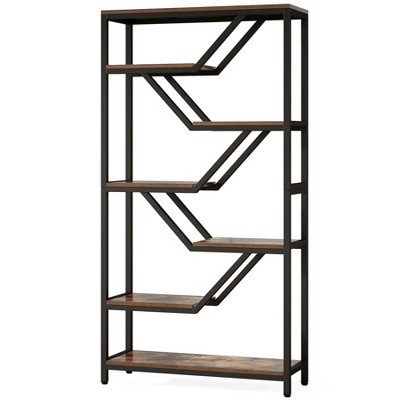 Tribesigns 6-Tier Bookshelf, 72-Inch Tall Industrial Open Storage Organizer, Freestanding Wood Display Rack with Metal Frame for Living Room