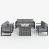 LayinSun 5 Pieces Aluminum Outdoor Patio Furniture Set, Metal Modern Conversation Sofa Set with Fire Pit Table and Washable Thick Cushions - 2 of 4