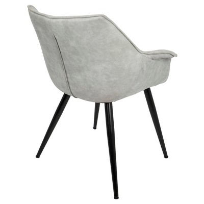 Light Grey Polyester Wingback Accent Chairs with Black Metal Legs, Set of 2