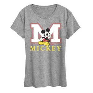 Women's - Disney - Mickey M Block Letter Short Sleeve Graphic T-Shirt - 1 of 4
