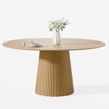 PexFix 60" Round Dining Table for 6 People Modern Pedestal Table with Fluted Cone Base & Wood MDF Top for Small Space Kitchen Dining Room Cafe Natural - 3 of 4