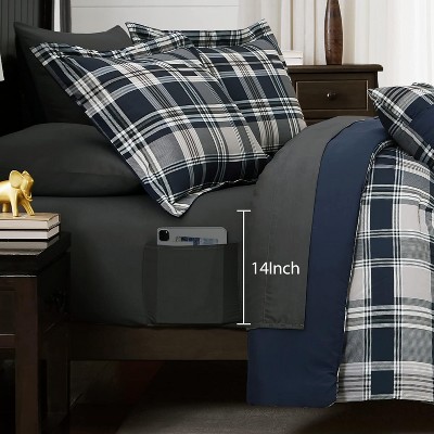 Der Rose BALHAM TRADE-7 Pieces All Season Lightweight Queen Size Comforter Set Classic Plaid Bed in a Bag Beige Brown-Queen 90"x90" — фото 5