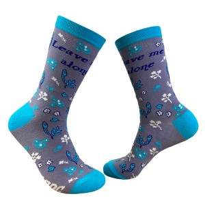 Crazy Dog T-Shirts Women's Leave Me Alone Socks Funny Introvert Loner Floral Sarcastic Gift Footwear - 1 of 4