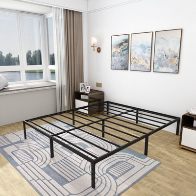 MAYEERTY 14"H Queen Size Bed Frames Metal Platform Bed No Box Spring Needed£¬Under Bed Storage, Black