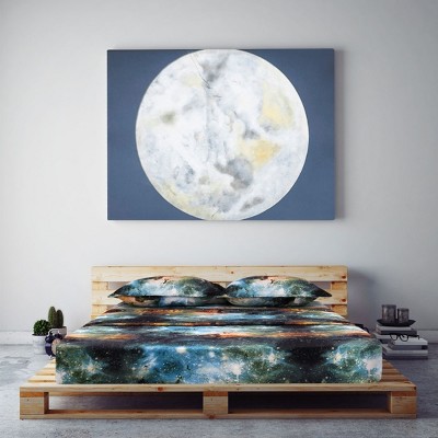 PiccoCasa Polyester Galaxy Stars Themed Bedding Sheet Sets with 2 Pillowcases Queen 4 Pcs Green Queen — фото 5