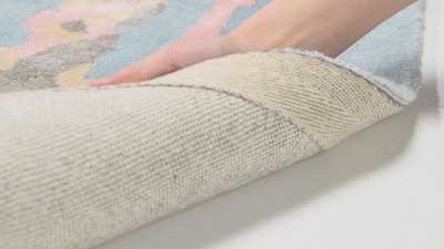 Soho Blue and Light Pink Wool Area Rug