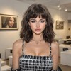 Brown Short Wavy Wigs With Bangs Daily Use Natural Fake Hair For Women Party Lolita Heat Resistant Synthetic Wigs - 2 of 4
