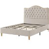 ORRD  Queen Upholstered Bed Frame with Tufted Curved Headboard, Modern Fabric Platform Bed for Bedroom,Beige - 3 of 4