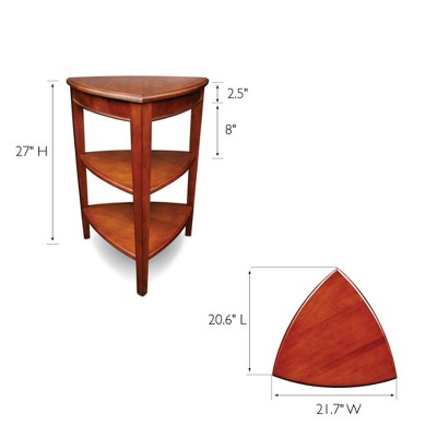 Glazed Auburn Triangular Solid Wood Corner Table