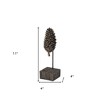 HomeRoots 11" Golden Brown Resin Pinecone Tabletop Sculpture - 3 of 4