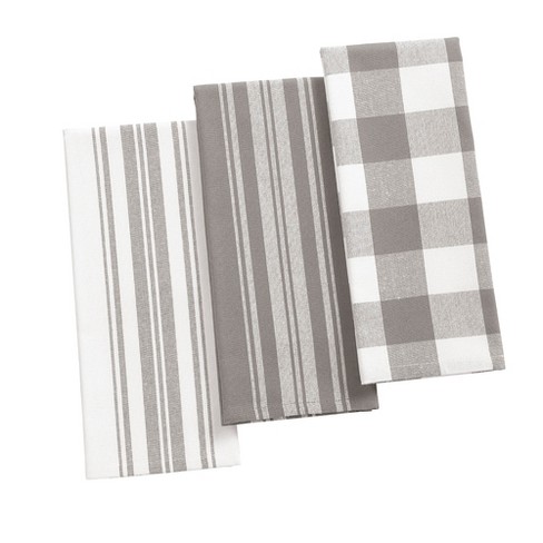 Grey Striped Kitchen Towels Set of 3