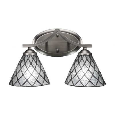 Toltec Lighting Zilo 2 - Light Vanity in  Graphite with 7" Diamond Ice Art Glass Shade