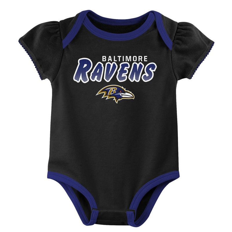 NFL Baltimore Ravens Baby Girls&#39; Onesies 3pk Set, 3 of 5