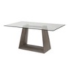 Bravo Contemporary Dining Table Wood/Dark Sonoma Base with Clear Glass - Armen Living: Seats 6, Pedestal Base, Modern Style - 2 of 4